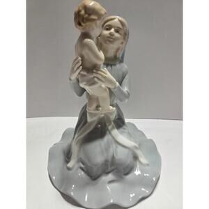Rare Mary Holding JESUS Porcelain Vintage Music Box Figurine